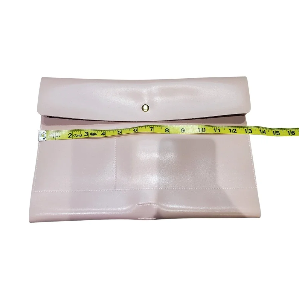 Glass Ladder Co Marilyn Organizer‎ Clutch Blush Pink Leather Snap Closure